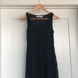 Long black lace dress